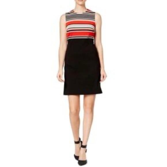 Calvin Klein Color Striped Scuba Sheath Dress Career Work Office Womens Size 14 - Picture 2 of 16